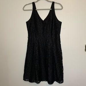 LOFT Black Lace V-neck Dress Petite